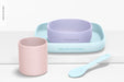 Free Baby Silicone Crockery Kit Mockup, Front View Psd