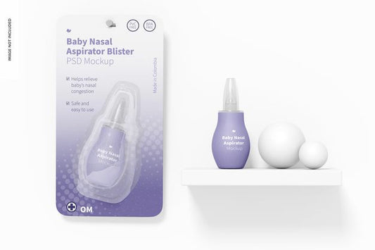 Free Baby Silicone Nasal Aspirator Blister Mockup, Hanging Psd