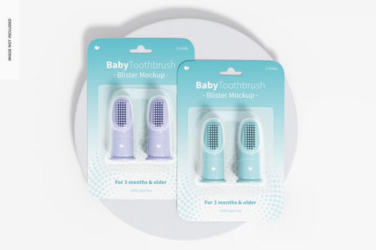 Free Baby Toothbrush Blister Mockup, Top View Psd