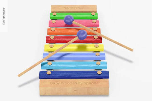 Free Baby Wooden Xylophone Mockup, Perspective Psd