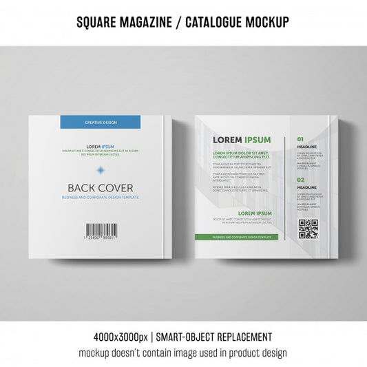 Free Back Cover Square Magazine Or Catalogue Mockup Psd