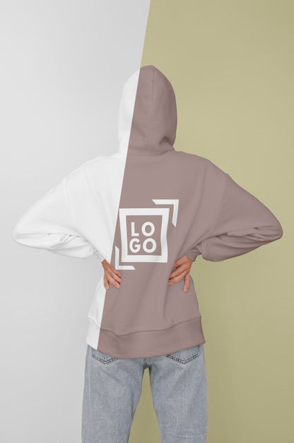Free Back View Of Stylish Woman In Hoodie Psd