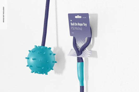 Free Ball On Rope Toy Blister Mockup, Hanging On Wall Psd
