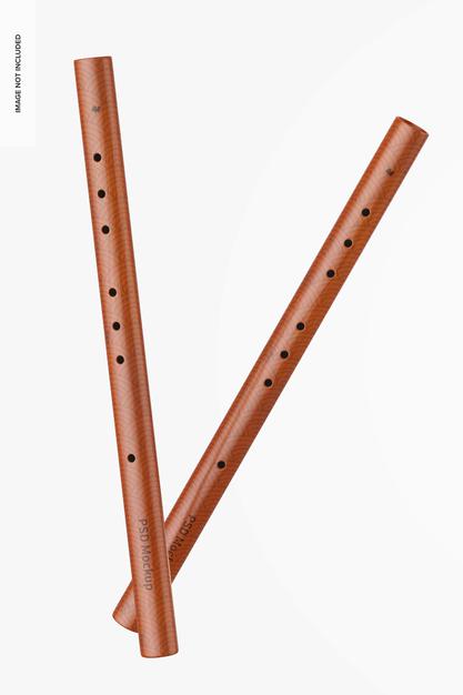 Free Bamboo Flutes Mockup, Falling Psd