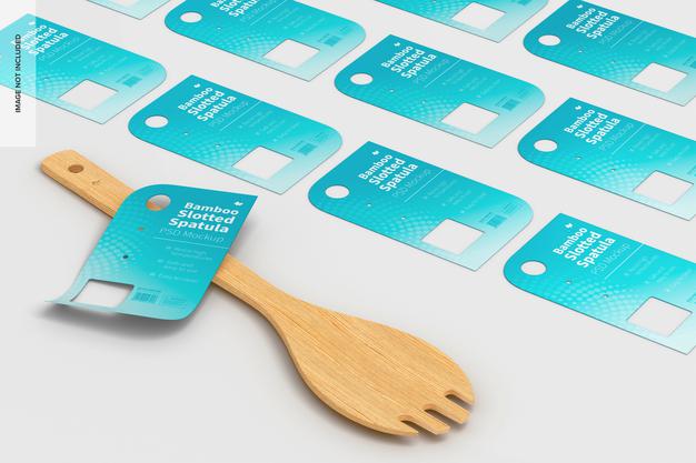 Free Bamboo Slotted Spatula With Labels Mockup Psd