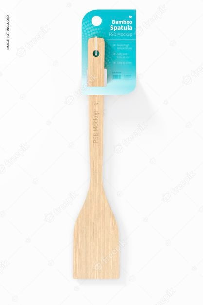 Free Bamboo Spatula Mockup, Front View Psd