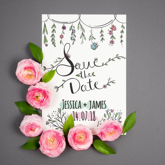 Free Beautiful Card Mockup With Roses Psd