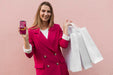 Free Beautiful Woman With Black Friday Bag Concept Psd