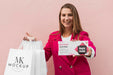 Free Beautiful Woman With Black Friday Bag Concept Psd