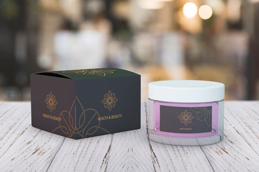 Free Beauty Products Mockup On Blurred Background Psd