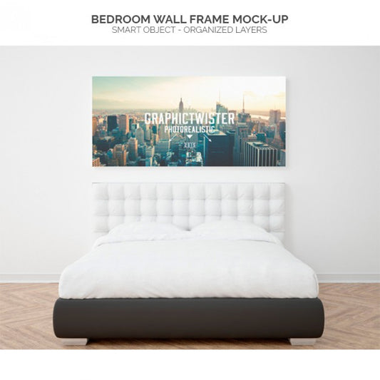 Free Bedroom Wall Frame Mock-Up Psd