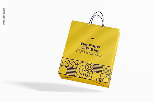 Free Big Paper Gift Bag With Rope Handle Mockup Psd