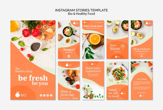 Free Bio & Healthy Food Concept Instagram Stries Template Psd
