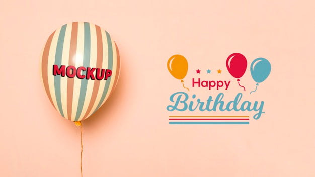 Free Birthday Mock-Up Balloons Psd