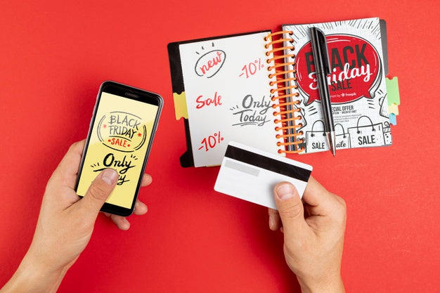 Free Black Friday Concept Mock-Up On Red Background Psd