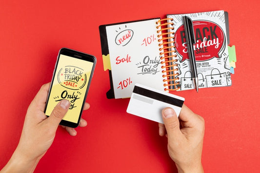Free Black Friday Concept Mock-Up On Red Background Psd