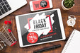 Free Black Friday Mockup With Tablet Psd