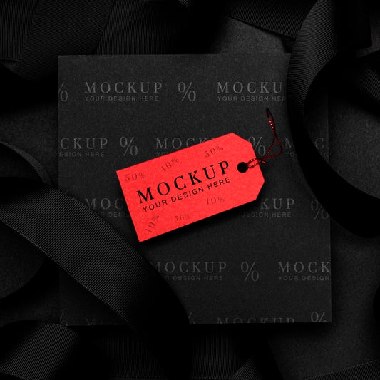 Free Black Friday Red Mock-Up Tag Psd