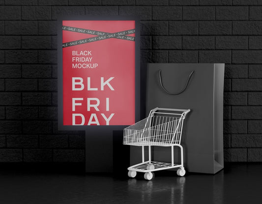 Free Black Friday Sale Banner Advertising Mockup. Psd