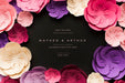 Free Black Wedding Invitation With Paper Flowers Psd