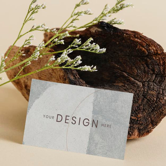 Free Blank Business Card On Beige Surface Psd