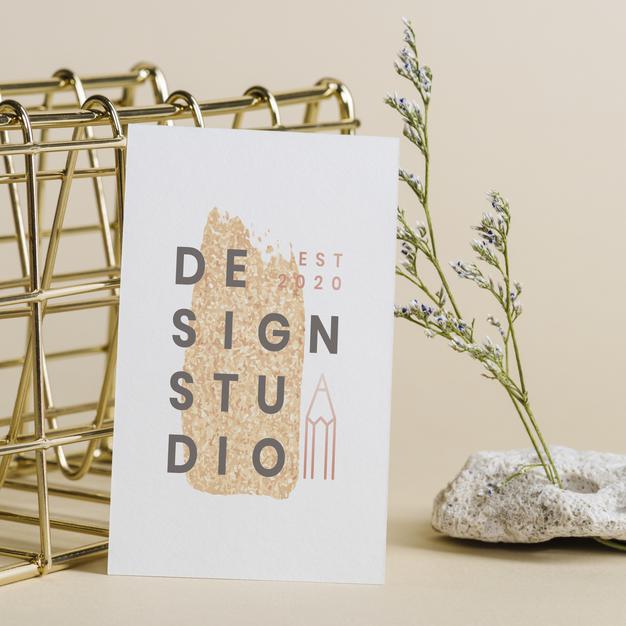 Free Blank Card Mockup Design With Decoration Psd