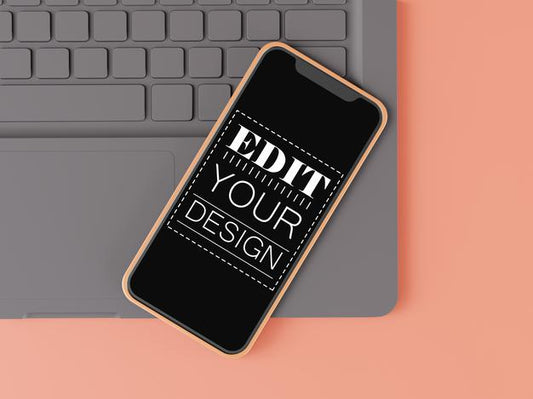 Free Blank Screen Smart Phone Mockup On Computer Psd