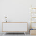 Free Blank White Frame Mockup On Wooden Table Psd