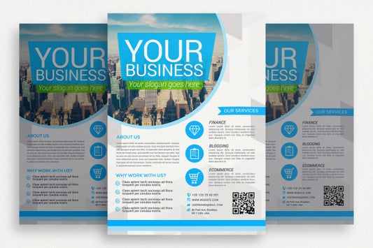 Free Blue And White Business Brochure Psd