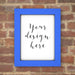 Free Blue Frame Mockup On Bricks Wall Psd