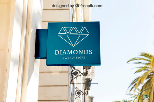 Free Blue Shop Sign Mockup Psd