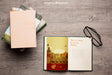 Free Book Mockup With Reading Glasses Psd
