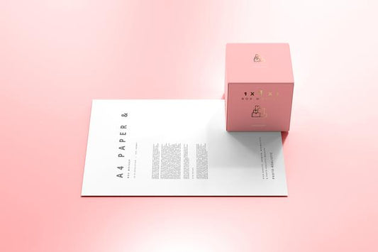 Free Box With A4 Paper Mockup Psd