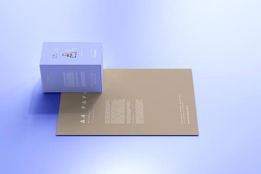 Free Box With A4 Paper Mockup Psd