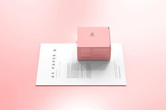 Free Box With A4 Paper Mockup Psd