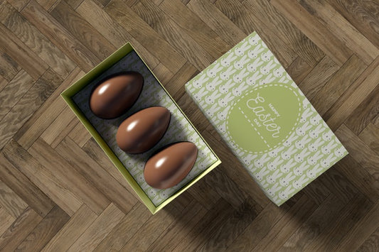Free Box With Chocolate Eggs For Easter Psd