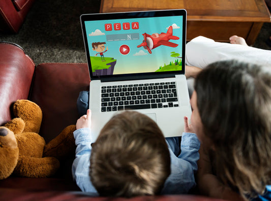 Free Boy Using Copyspace Digital Device On The Living Room Psd