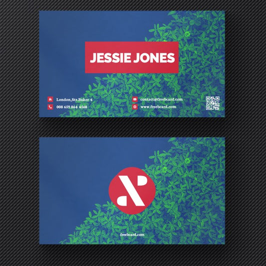 Free Business Card With A Plant Background Psd