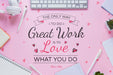 Free Business Motivational Message With Office Stuff Frame Psd