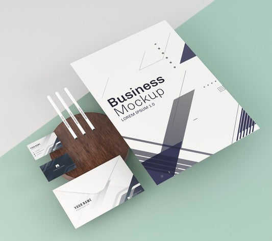 Free Business Stationery Mock-Up Arrangement Copy Space Psd