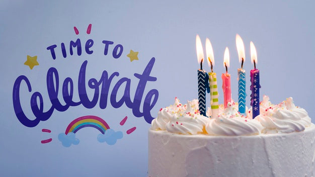 Free Cake With Candles To Celebrate Birthday Day Psd