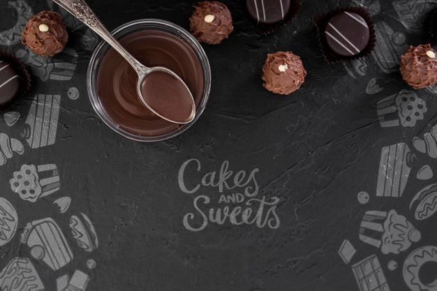 Free Cakes And Sweets Doodles And Cup Of Melted Chocolate Psd