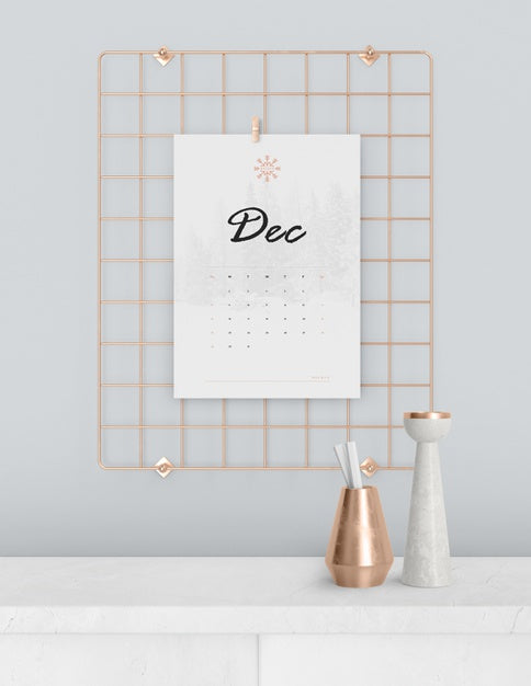 Free Calendar Concept Hooked On Wall Support Psd