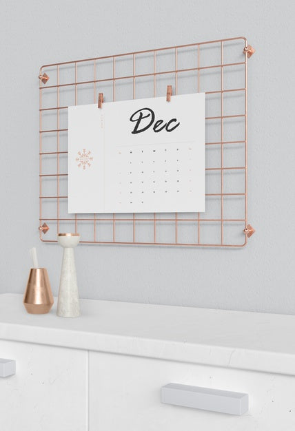 Free Calendar Hooked On Squared Metal Support Psd