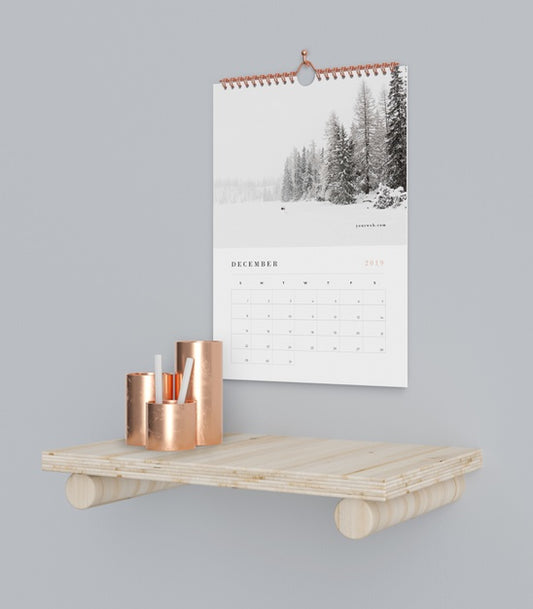 Free Calendar In Book Hook Concept Mock-Up Psd