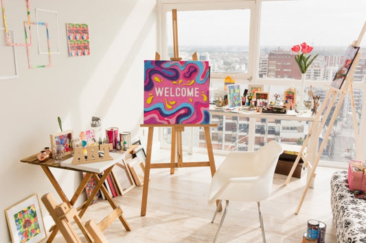 Free Canvas Mockup With Art Concept Psd