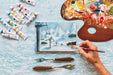 Free Canvas Mockup With Paint Materials Psd