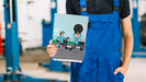 Free Car Mechanic Holding Cover Mockup Psd