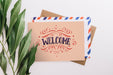 Free Card And Envelope Mockup With Nature Concept Psd