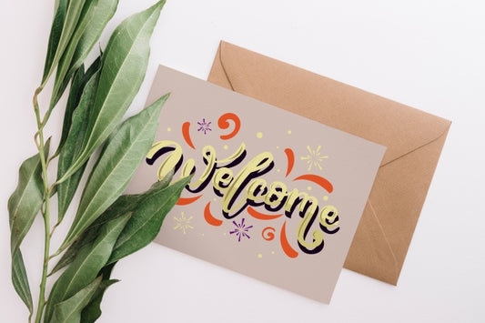 Free Card And Envelope Mockup With Nature Concept Psd